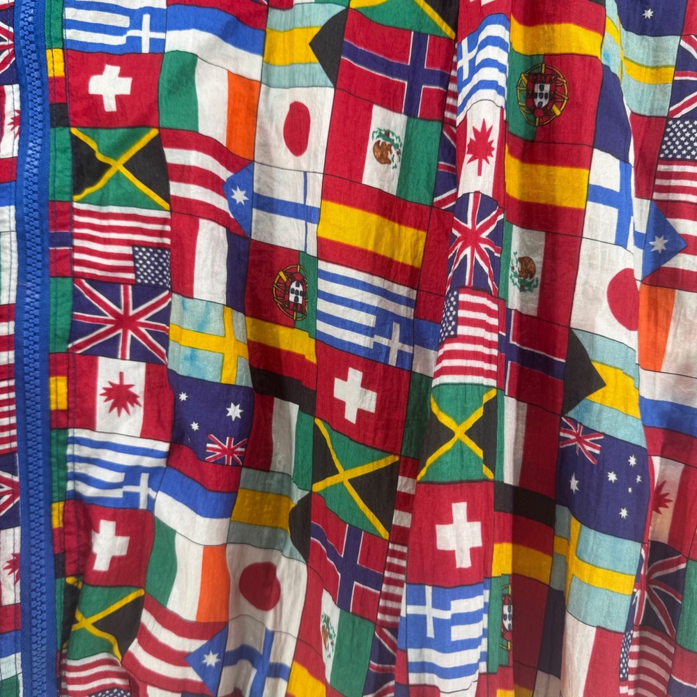 Solare‎ Sporta Flag Print Windbreaker Jacket Women Small Multicolor Vintage 90s - Picture 4 of 9